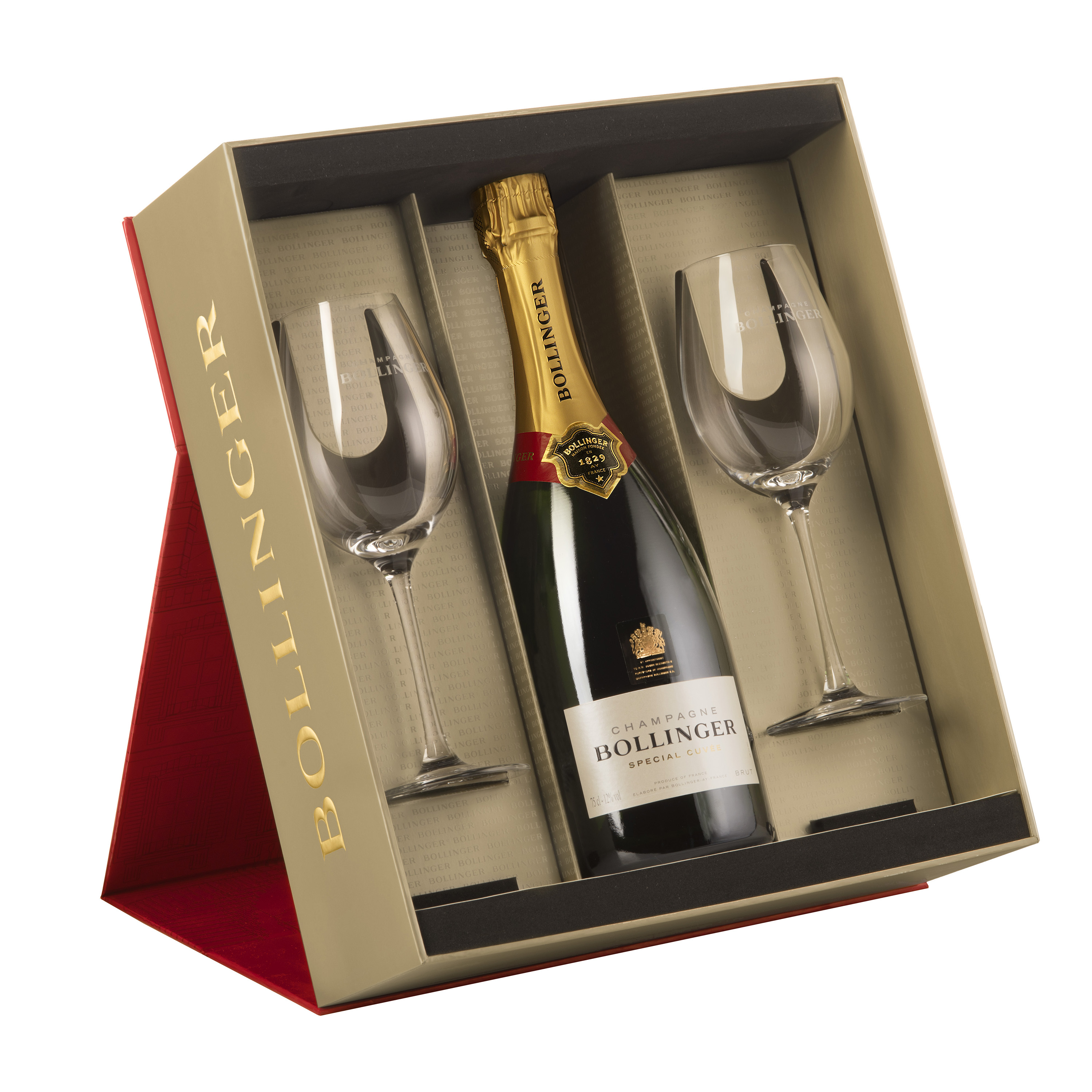 Bollinger Special Cuvee with 2 Branded Champagne Flutes